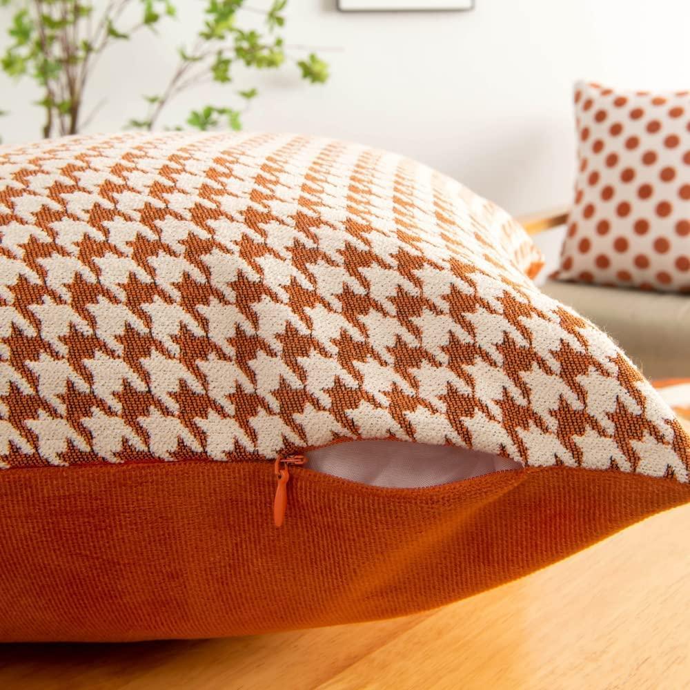 Stylish 18x18 cushion cover with textured houndstooth pattern for bedroom or living room.