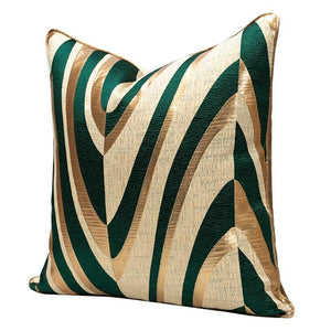 Green jacquard silk cushion cover, 18x18 inches (45x45 cm), luxury decorative pillow with textured design for home decor, elegant accent cushion