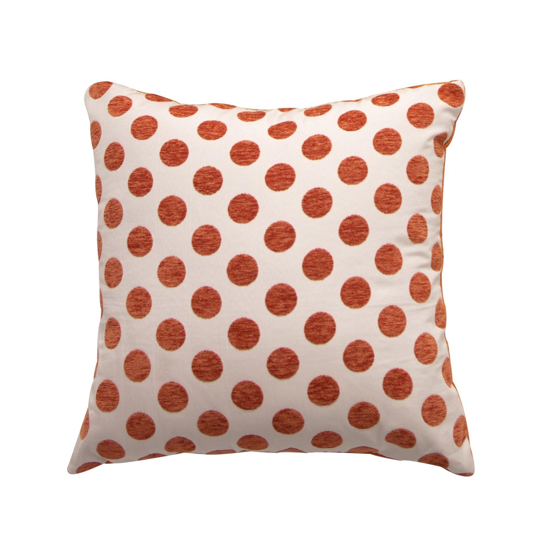 Dot pattern chenille and velvet cushion cover, 45cm x 45cm size