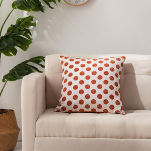 Square chenille and velvet cushion cover with a modern dot design, 18x18 inches