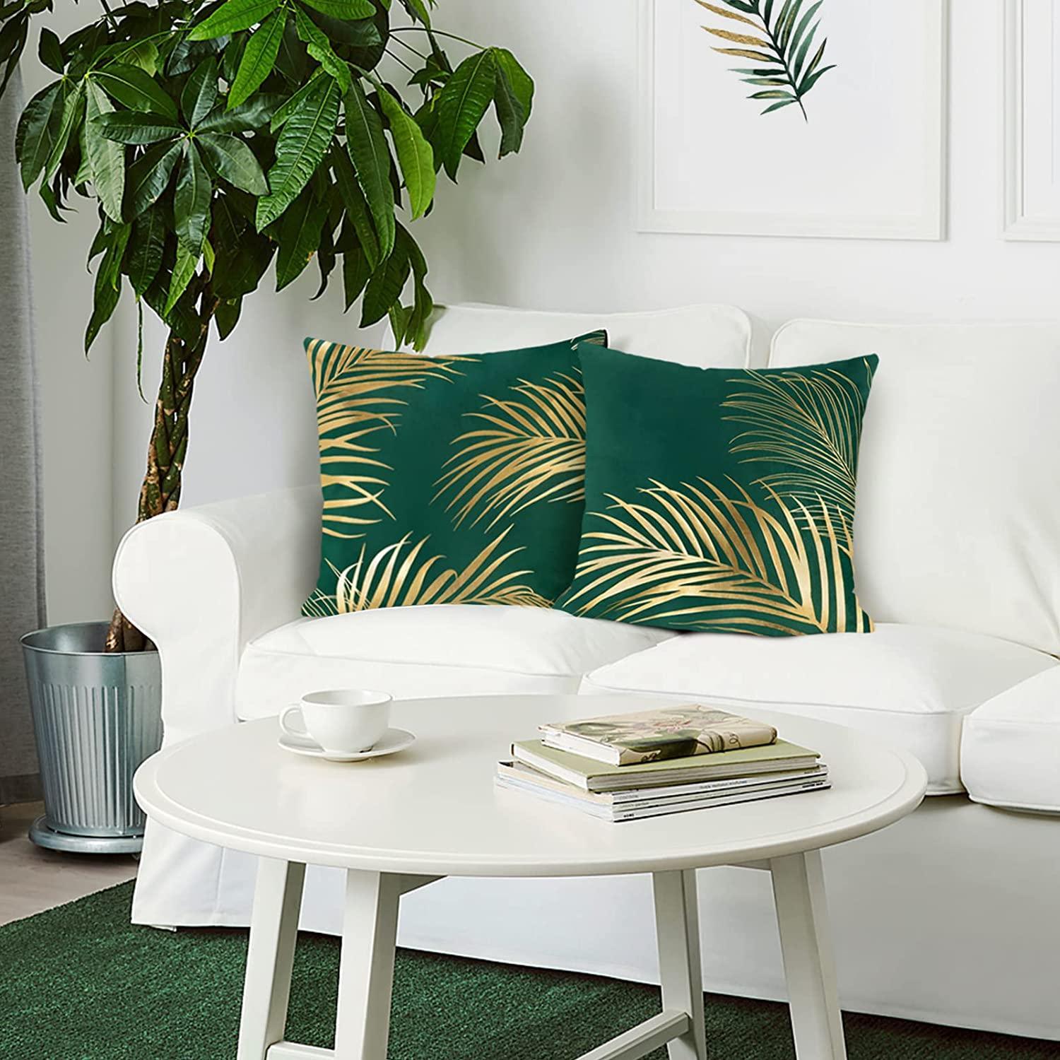 Green Velvet Cushion Cover for Living Room and Sofa