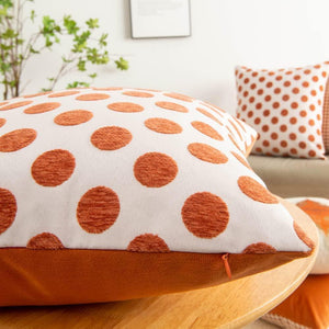 Contemporary polka dot cushion cover, chenille and velvet blend, 18x18 inches