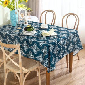 Water Resistant Indoor Outdoor Table Cloth 137x185 CM (Blue) - Design TC4