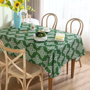 Stylish indoor outdoor table cloth with water and stain-resistant features.