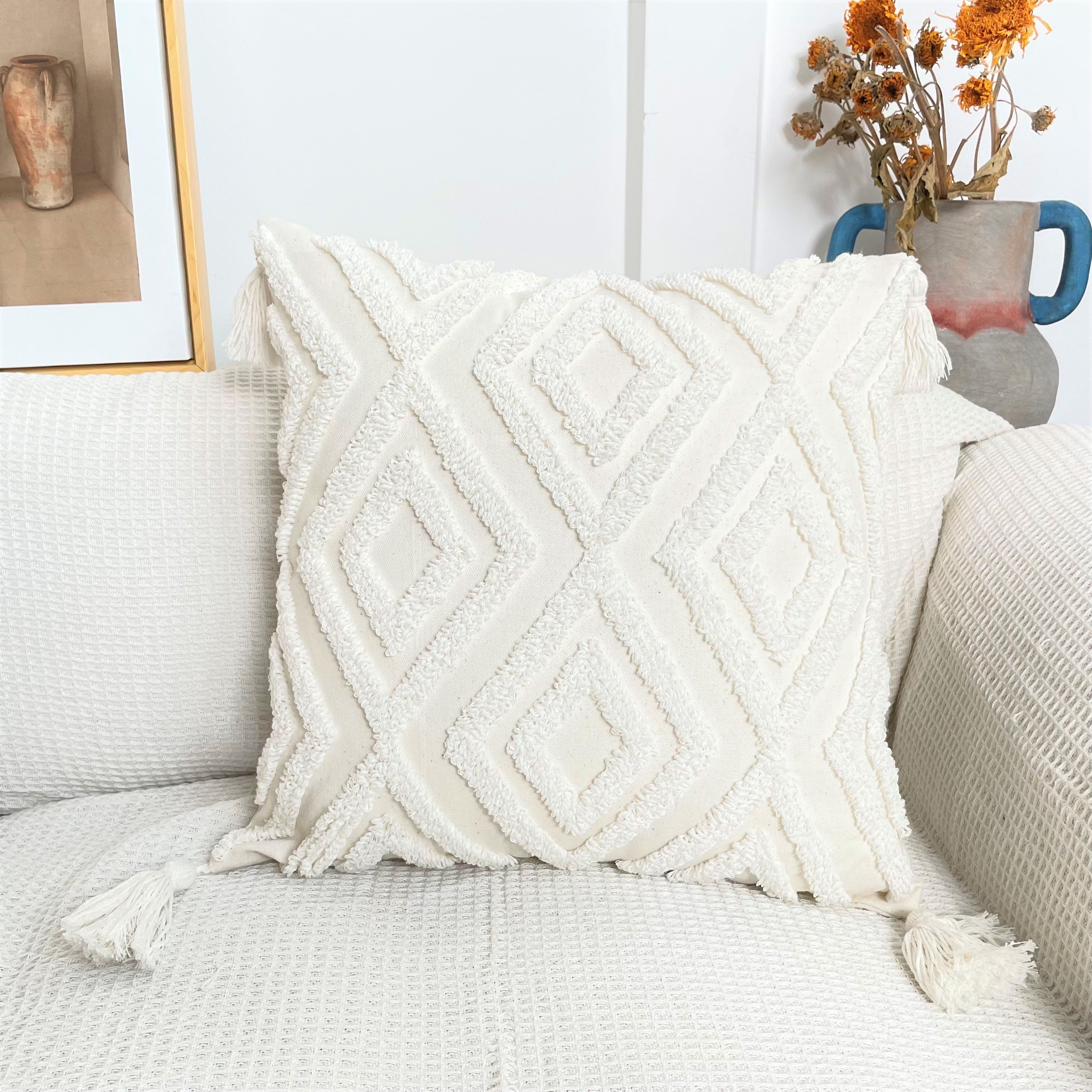 Pure Cotton Custom Boho Tassel Style Tufted Cushion Covers Home Decoration - Design 9 & 10