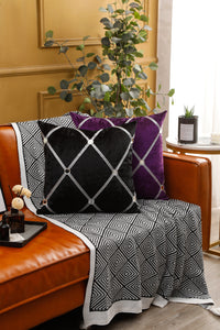 Diamante Sparkle/Bling Black Colour Crushed Ice Velvet Square Cushion Cover 45x45cm (18 x 18 Inches)