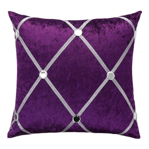 Diamante Sparkle/Bling Purple Colour Crushed Ice Velvet Square Cushion Cover 45x45cm (18 x 18 Inches)