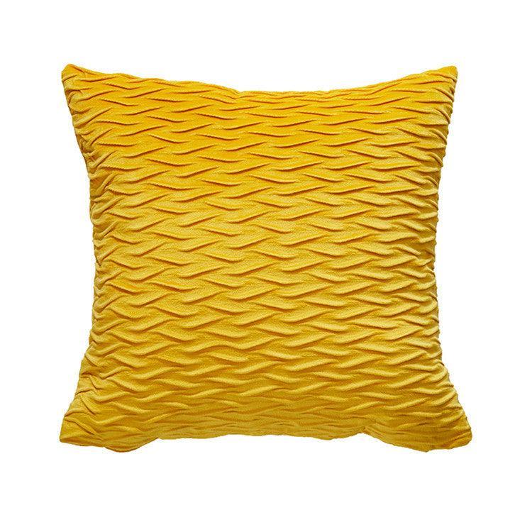 Golden Yellow Velvet cushion cover with unique scissors pattern design for modern home decor