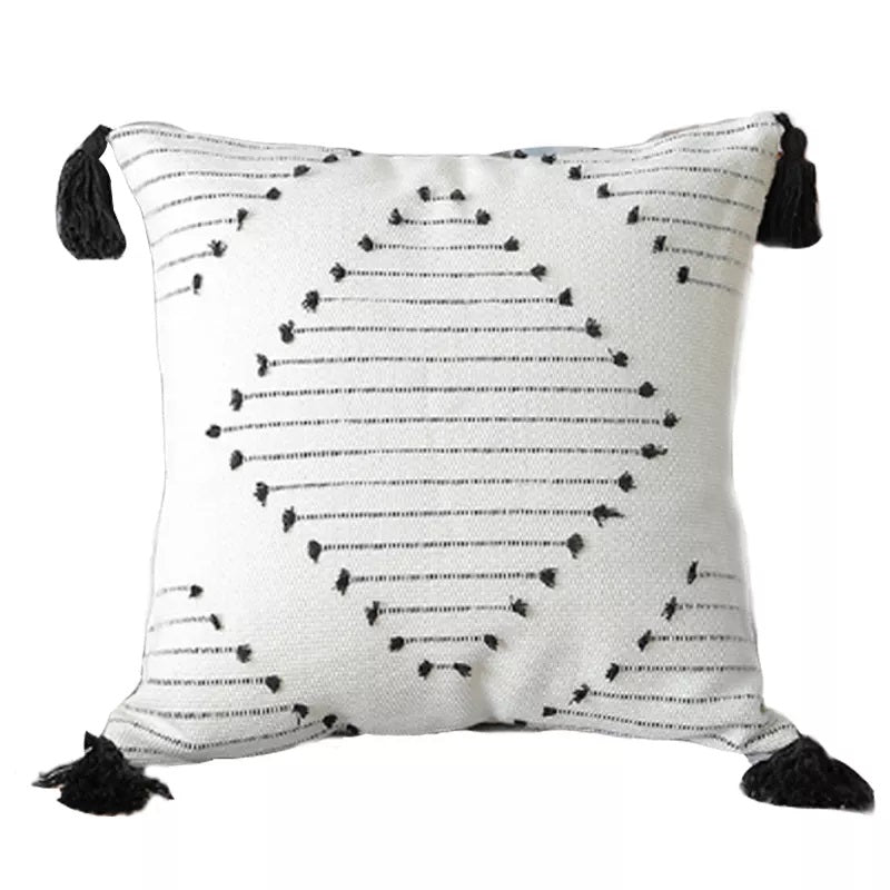 Boho Tassel Style Tufted Square Cushion Covers Home Decoration 45x45cm (18 x 18 Inches)