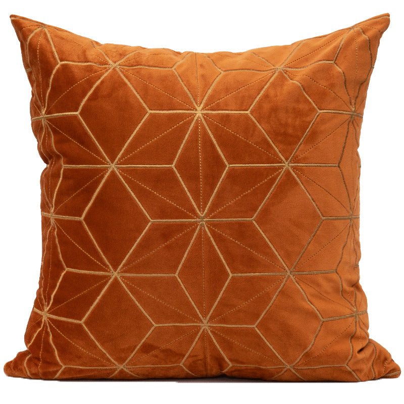 Gold Plaid Velvet Cushion Cover (18x18" - 45x45 cm)