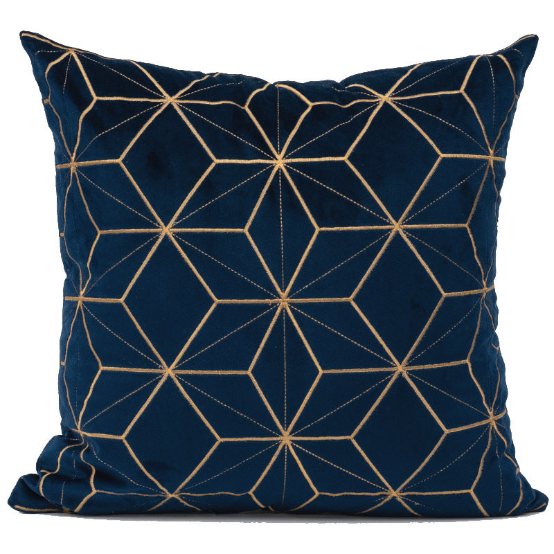 Gold Plaid Velvet Cushion Cover (18x18" - 45x45 cm)