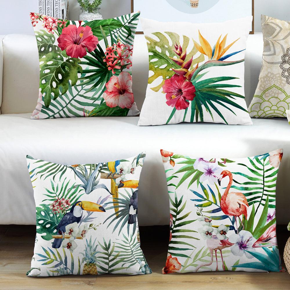 Durable outdoor cushion cover with floral pattern, perfect for patio or garden seating.