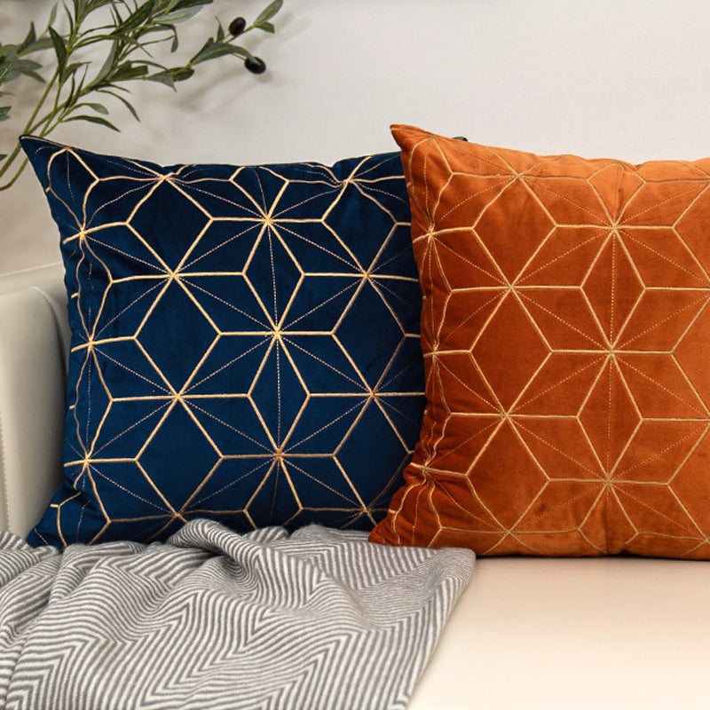 Gold Plaid Velvet Cushion Cover (18x18" - 45x45 cm)