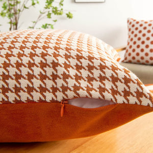 Multiple Geometric Pattern Orange Cushion Cover 45cm x 45cm 18x18 Inches