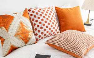 Multiple Geometric Pattern Orange Cushion Cover 45cm x 45cm 18x18 Inches