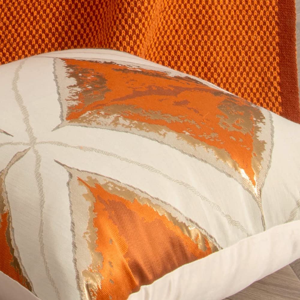 Multiple Geometric Pattern Orange Cushion Cover 45cm x 45cm 18x18 Inches