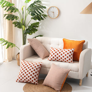 Multiple Geometric Pattern Orange Cushion Cover 45cm x 45cm 18x18 Inches