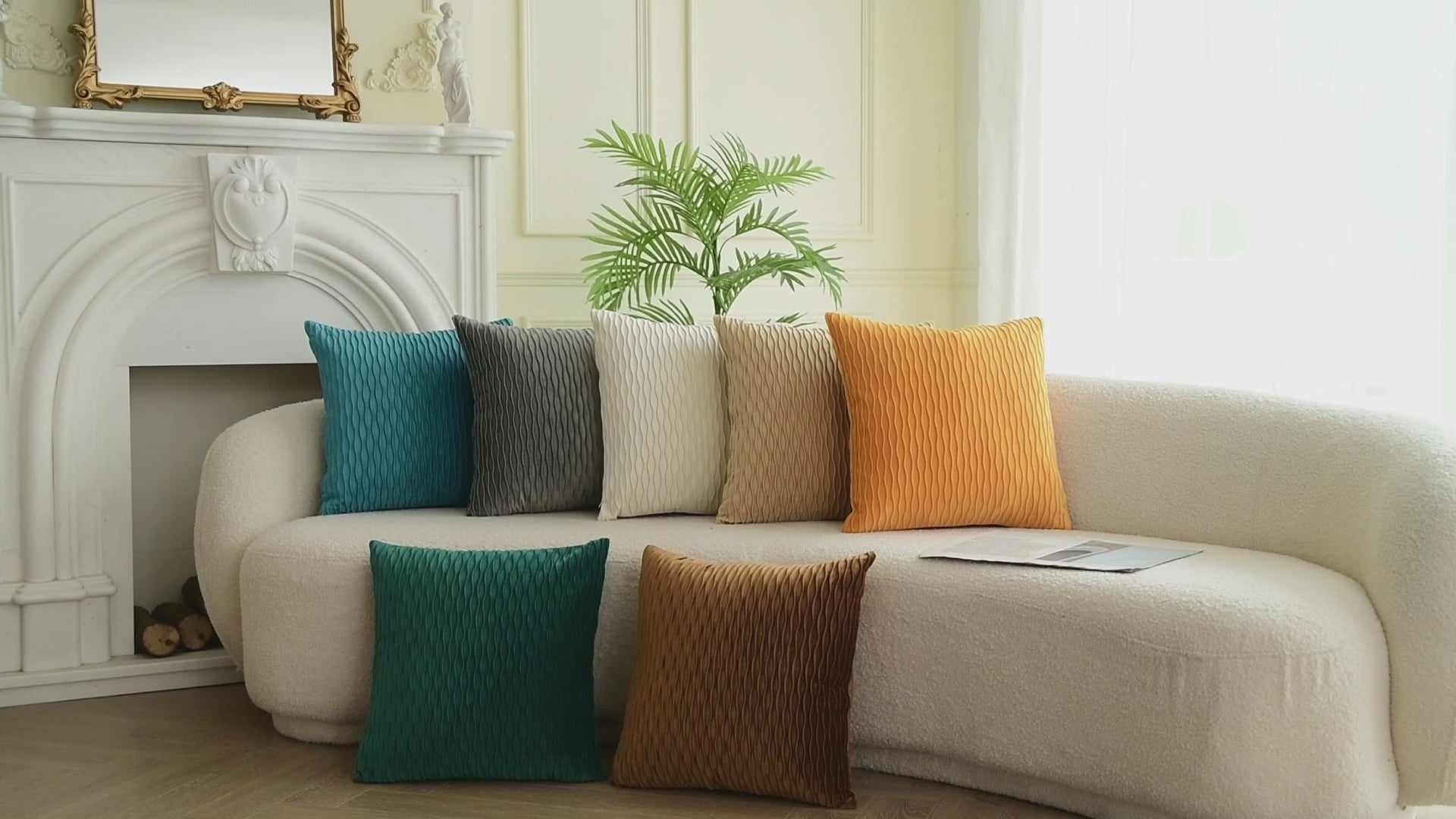 Wave Pattern Velvet Cushion Covers ( 45X45CM, 50CMx50CM and 55x55CM)