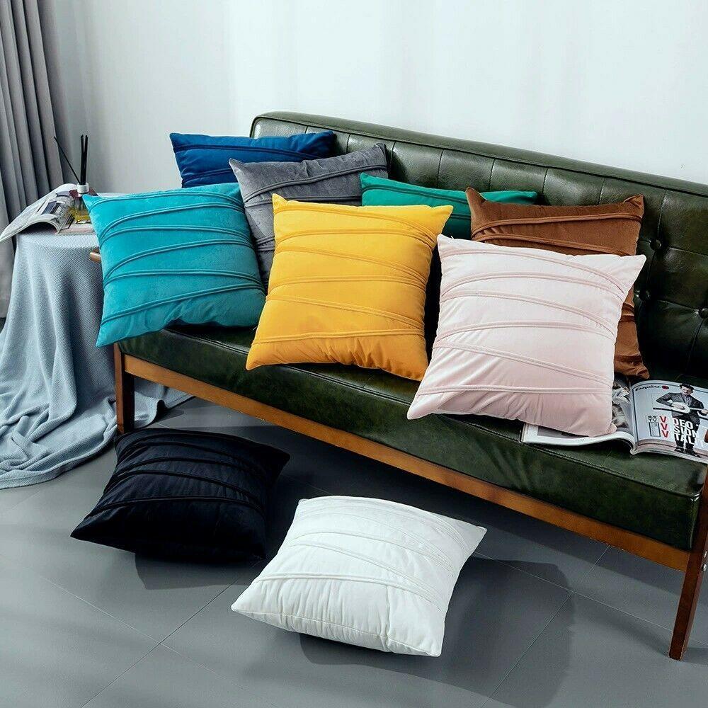 Velvet cushion cover with stripe design 18x18 inches (45 cm) for home decor