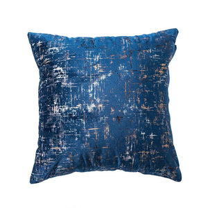 Blue Colour Velvet Cushion Cover with Plain Gold Stamping