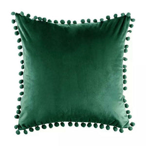 Tassel Velvet Cushion Covers With Pom Pom 18 X 18" (45 Cm)