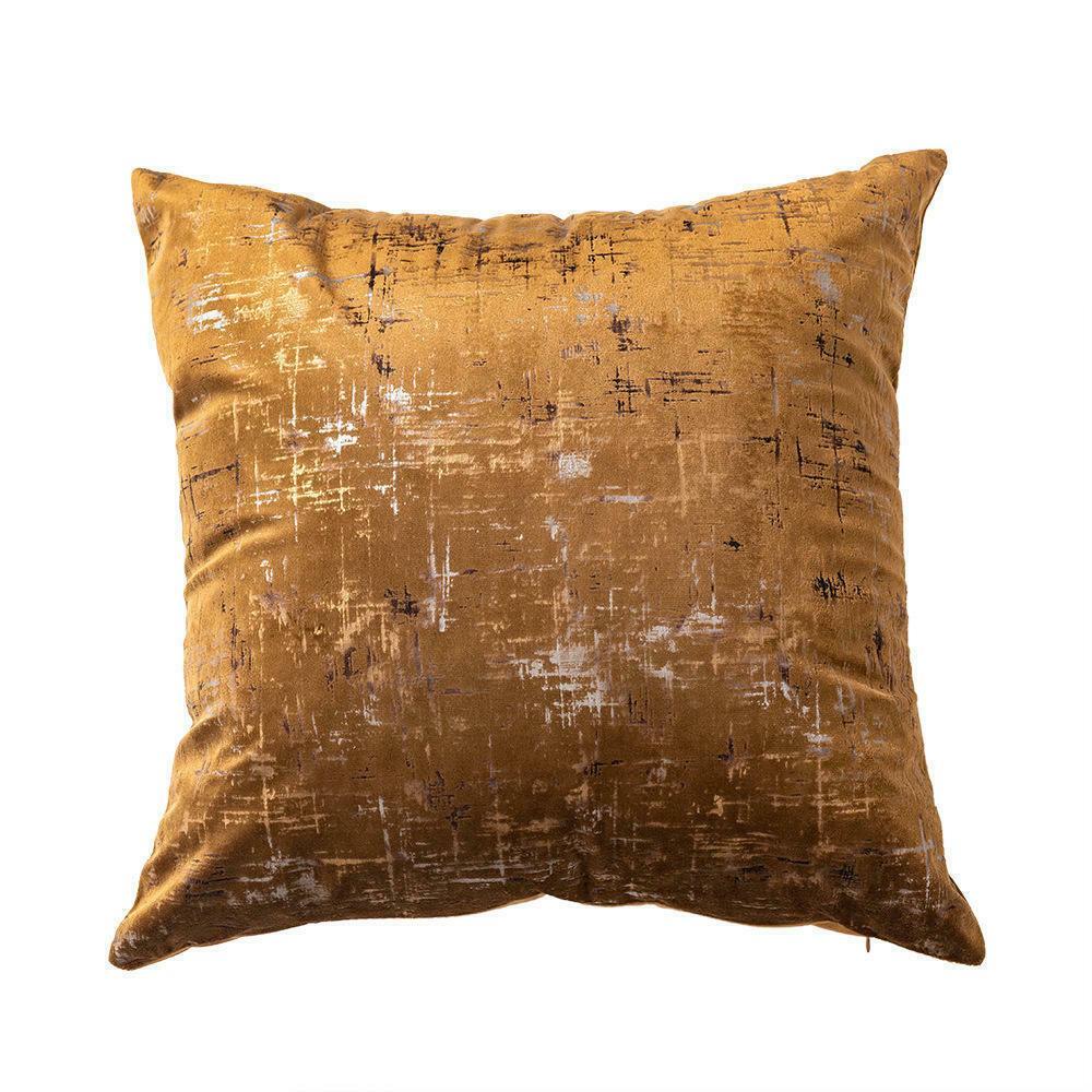 Coffee Colour Velvet Cushion Cover with Gold Stamping