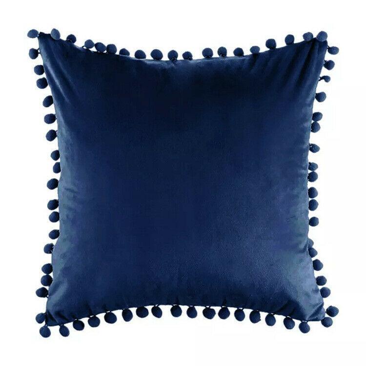 Tassel Velvet Cushion Covers With Pom Pom 18 X 18" (45 Cm)