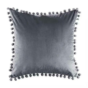 Tassel Velvet Cushion Covers With Pom Pom 18 X 18" (45 Cm)