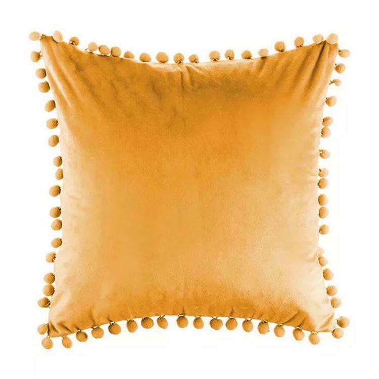 Tassel Velvet Cushion Covers With Pom Pom 18 X 18" (45 Cm)