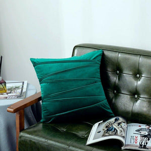 Green Velvet Cushion Cover with stylish stripe design