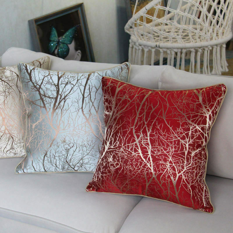 Branch  Pattern Jacquard Silk Soft Cushion Cover for Home Hotel