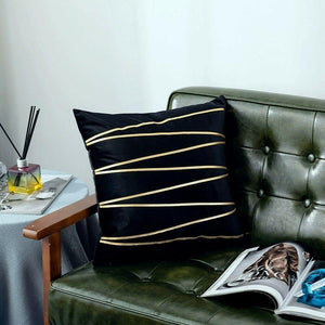 Velvet Cushion Covers With Gold Stripe 18 X 18" (45 Cm)