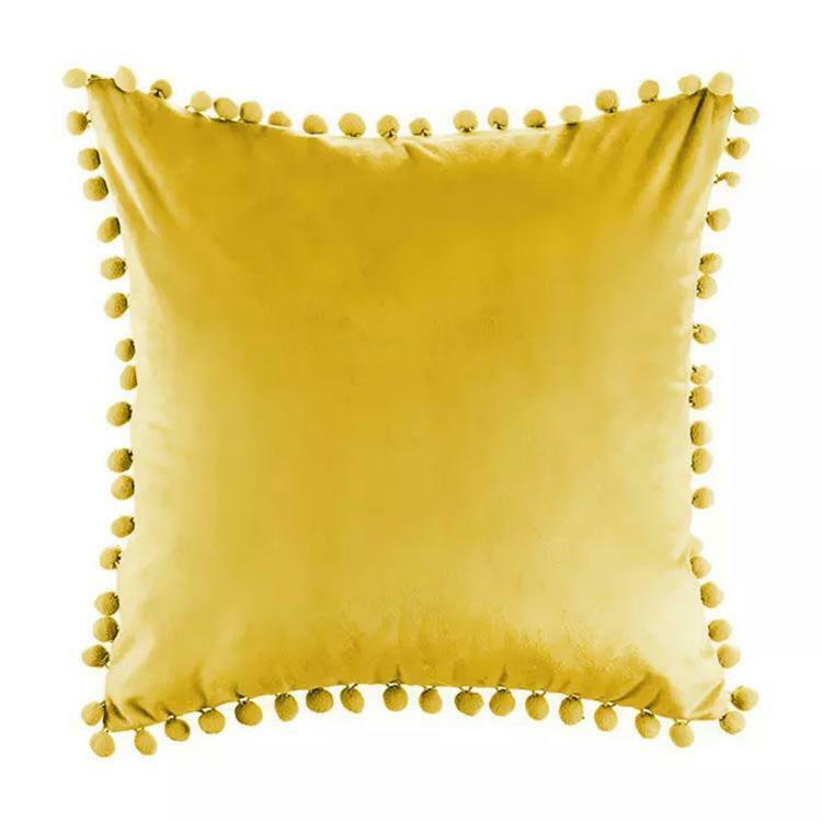 Tassel Velvet Cushion Covers With Pom Pom 18 X 18" (45 Cm)