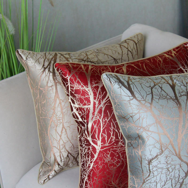 Branch  Pattern Jacquard Silk Soft Cushion Cover for Home Hotel