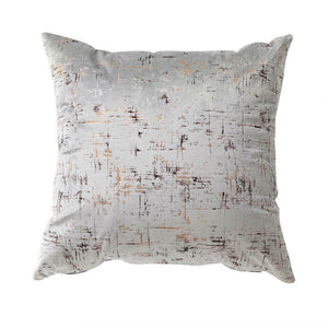 Light grey velvet cushion cover with elegant gold stamping design