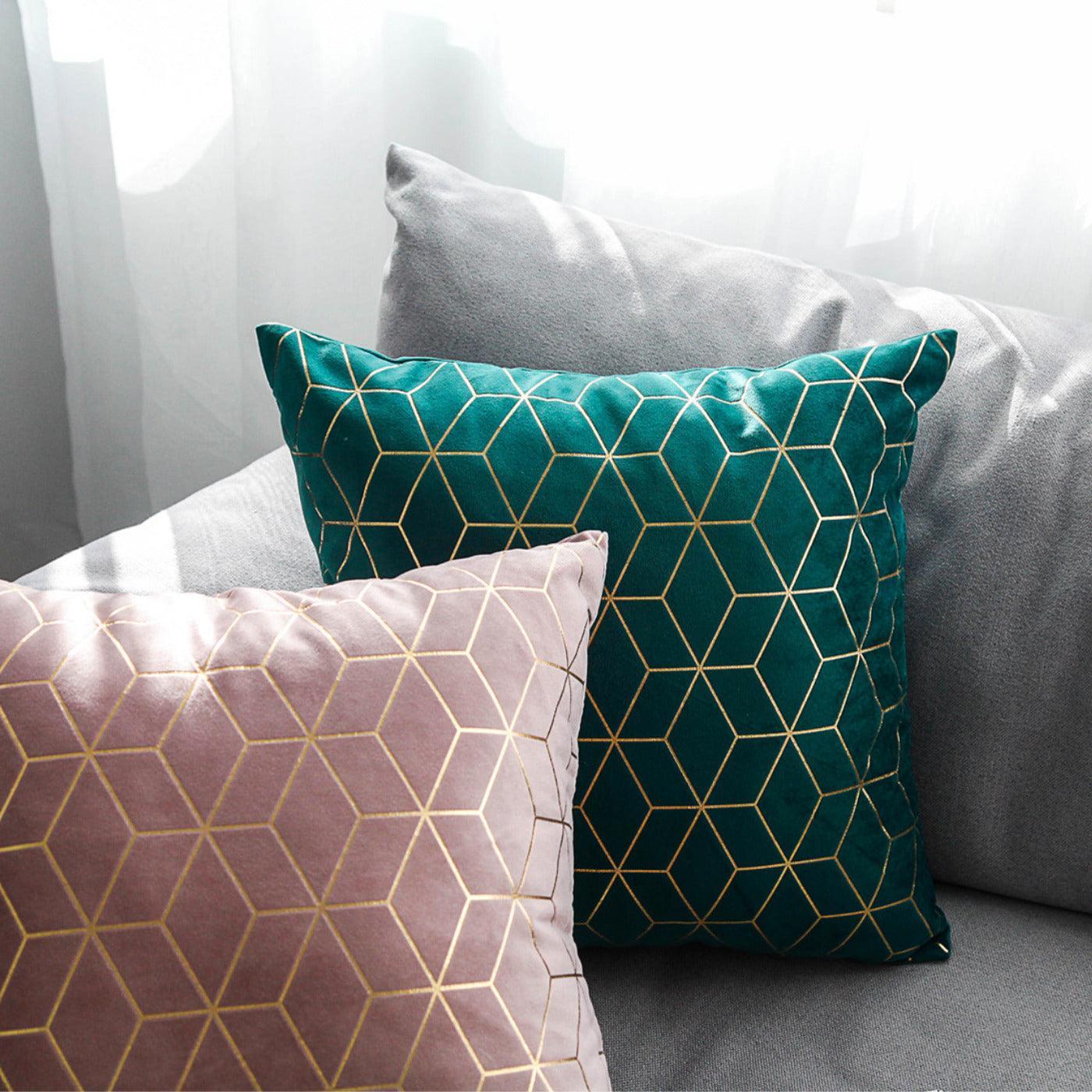 Gold Printing Pattern Velvet Cushion Covers