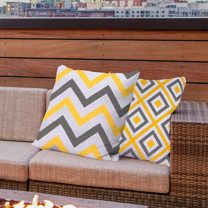 Decorative outdoor cushion cover, suitable for patios and all-weather use