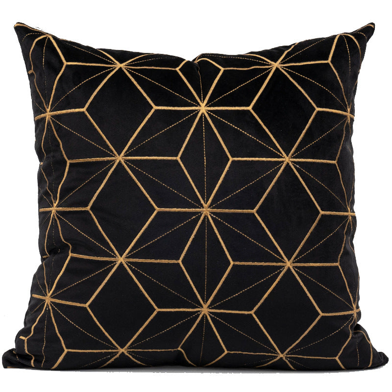 Gold Plaid Velvet Cushion Cover (18x18" - 45x45 cm)