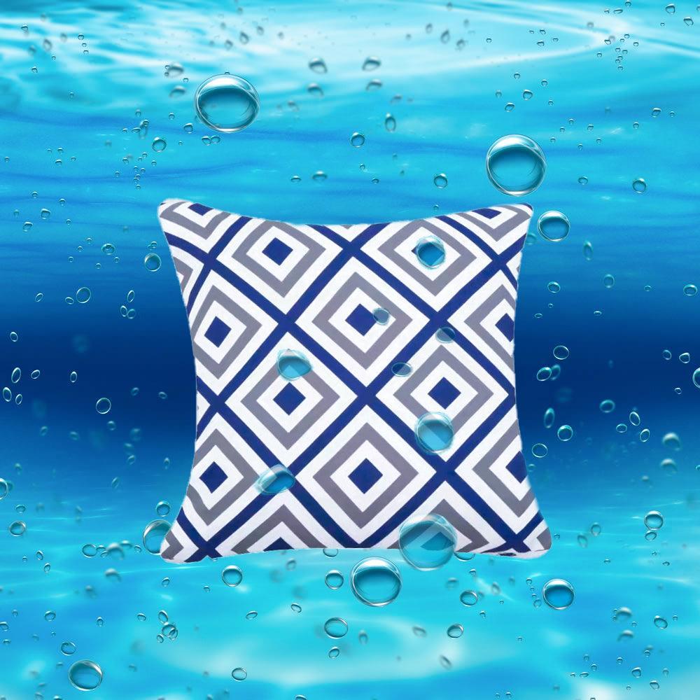 Weatherproof blue cushion cover in 45x45cm size, perfect for outdoor seating