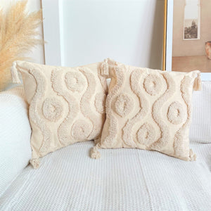 Pure Cotton Custom Boho Tassel Style Tufted Cushion Covers Home Decoration 45x45cm (18 x 18 Inches)