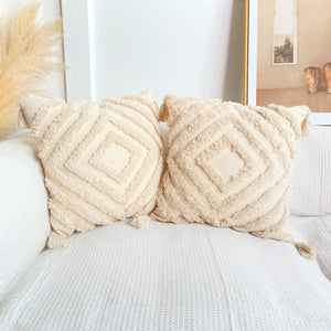 Pure Cotton Custom Boho Tassel Style Tufted Cushion Covers Home Decoration 45x45cm (18 x 18 Inches)