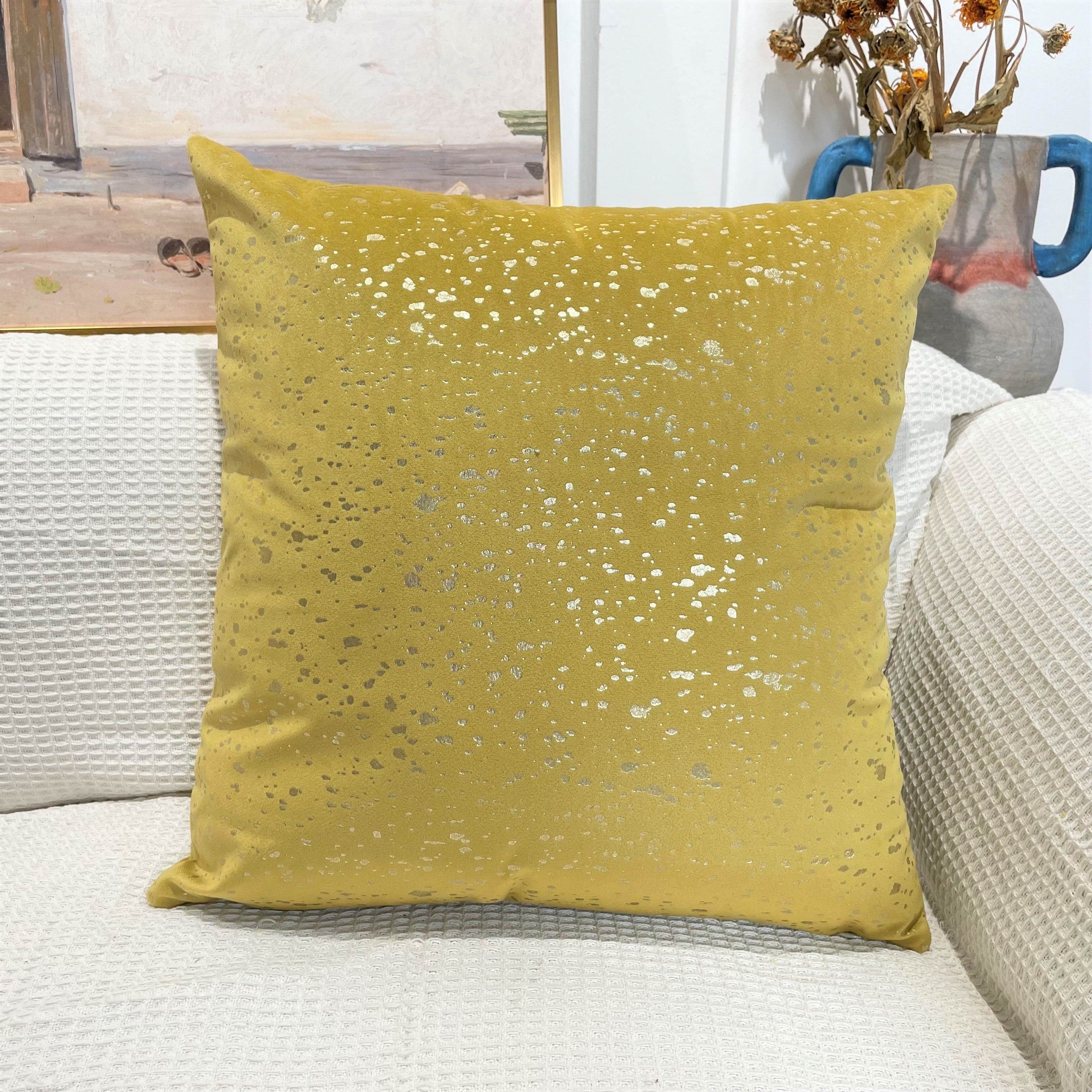 Gold Stamp Dots Velvet Cushion Covers 45 x 45 cm - Available in 8 Colours