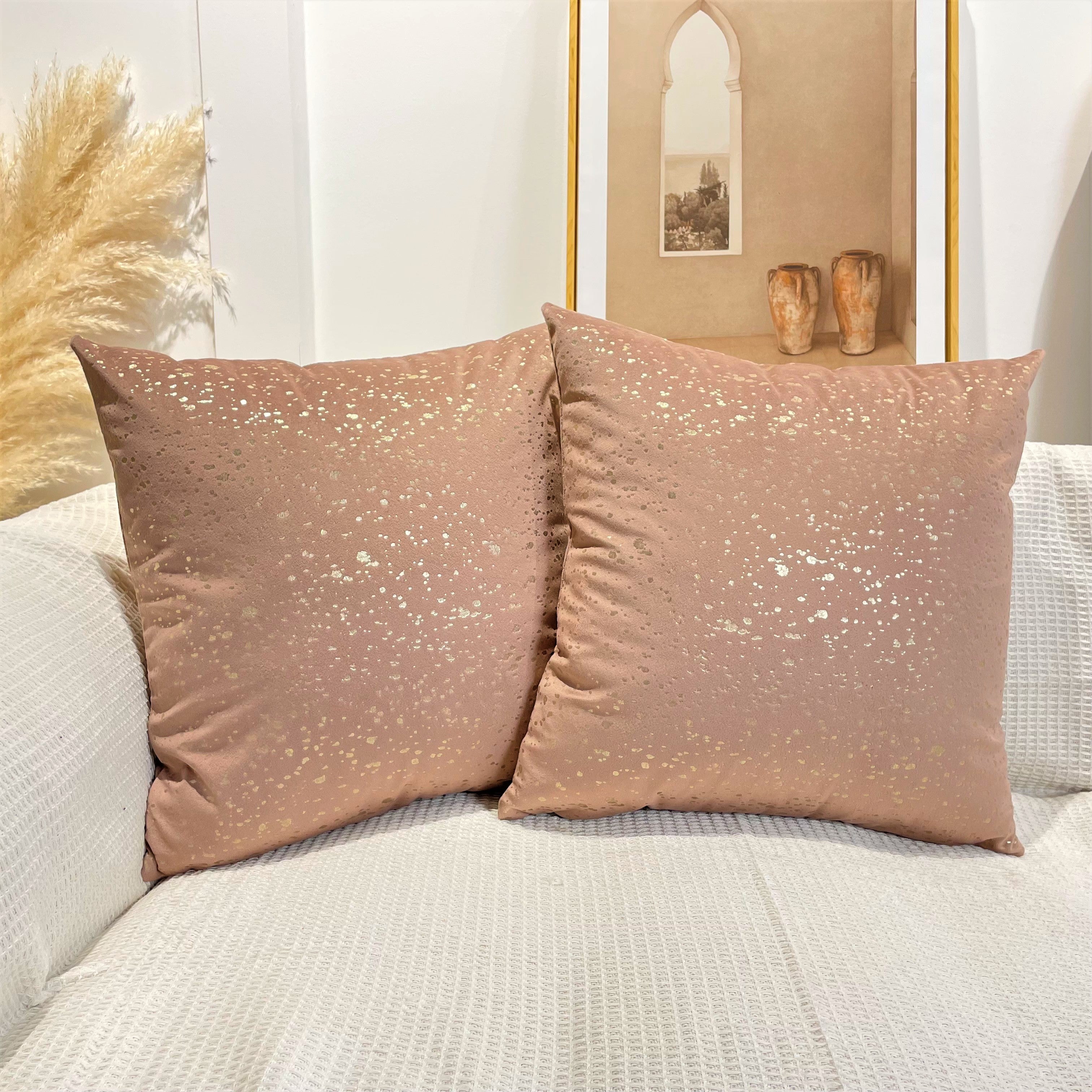 Gold Stamp Dots Velvet Cushion Covers 45 x 45 cm - Available in 8 Colours