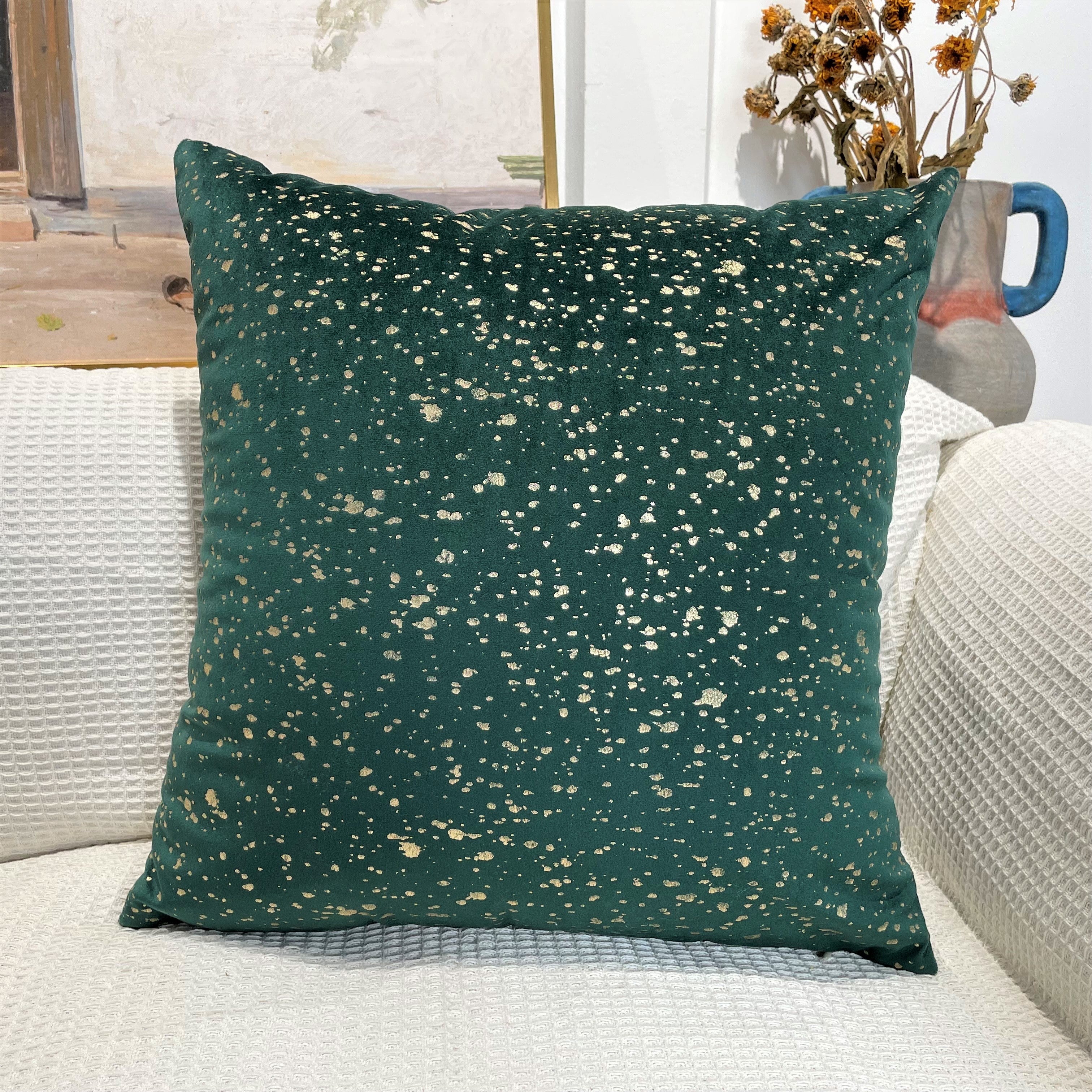 Gold Stamp Dots Velvet Cushion Covers 45 x 45 cm - Available in 8 Colours