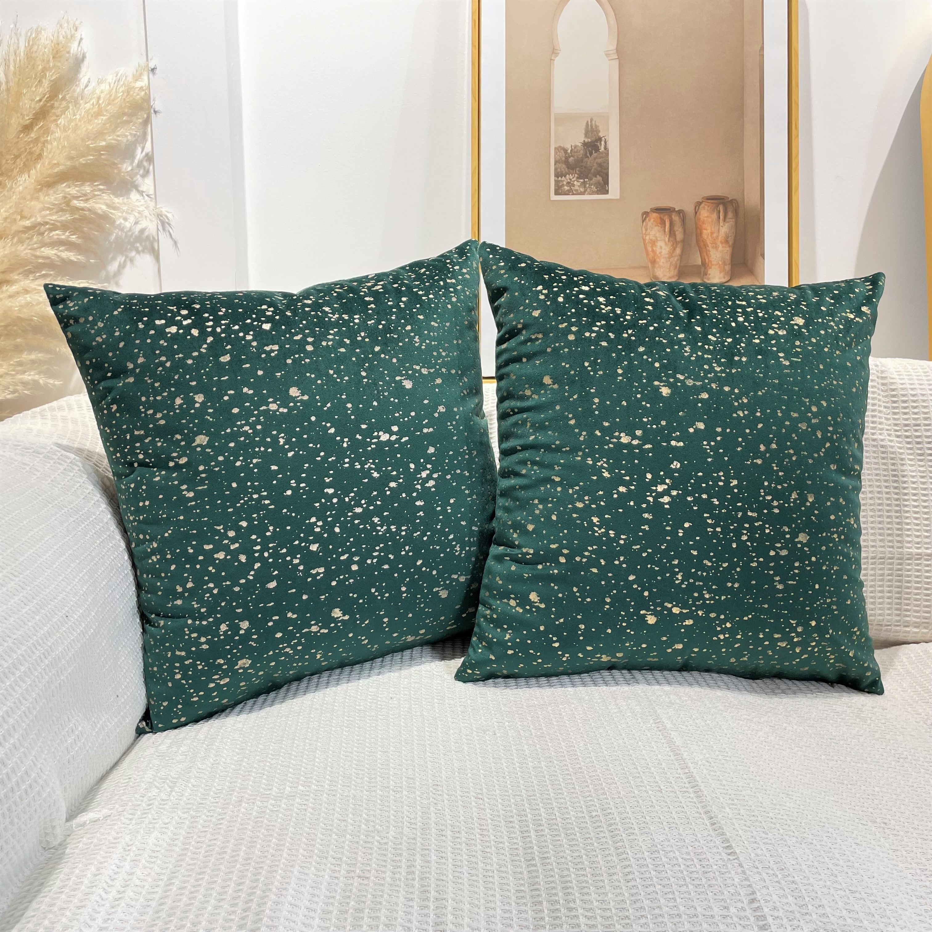 Gold Stamp Dots Velvet Cushion Covers 45 x 45 cm - Available in 8 Colours