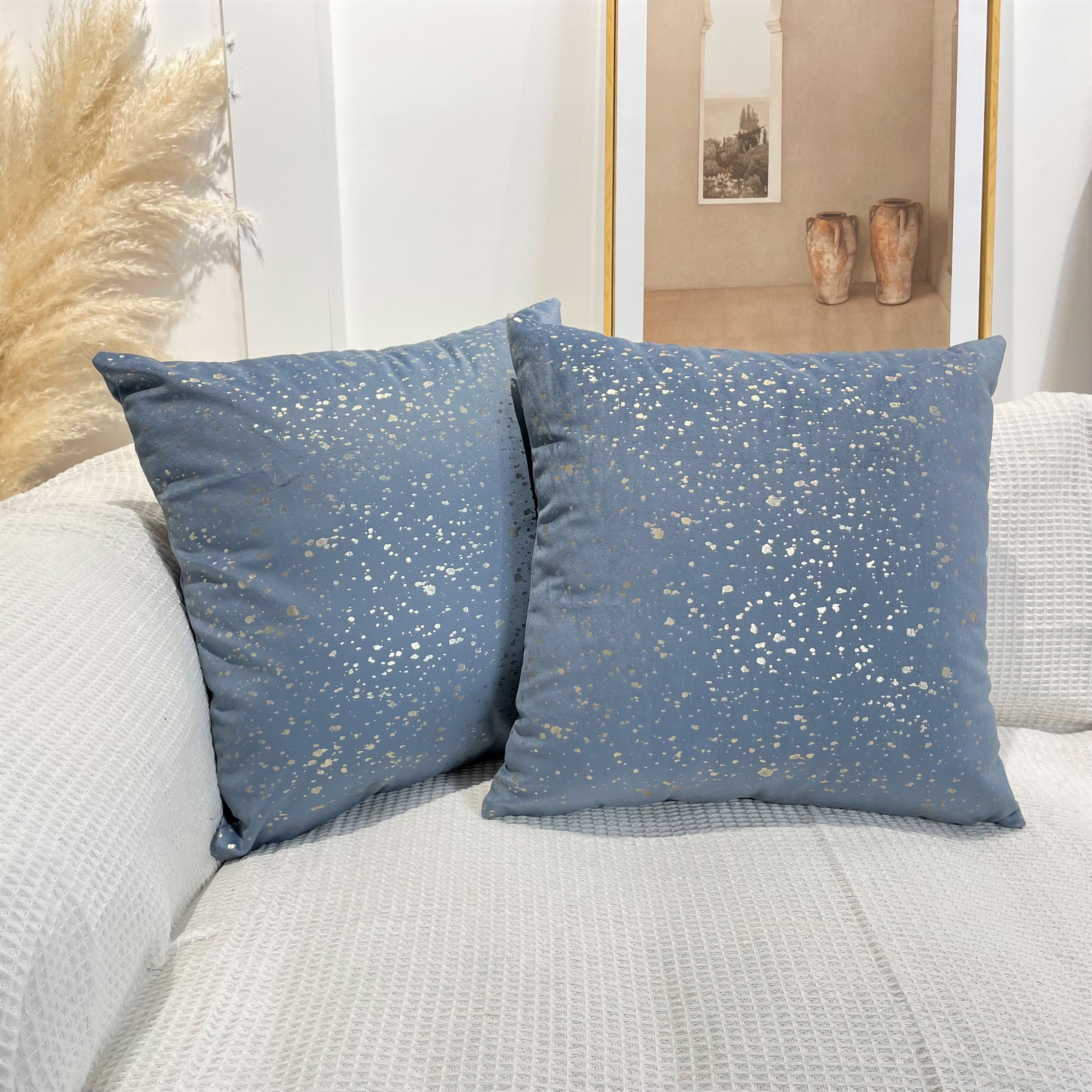 Gold Stamp Dots Velvet Cushion Covers 45 x 45 cm - Available in 8 Colours