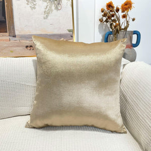 Decorative shiny velvet pillow covers in metallic gold and silver