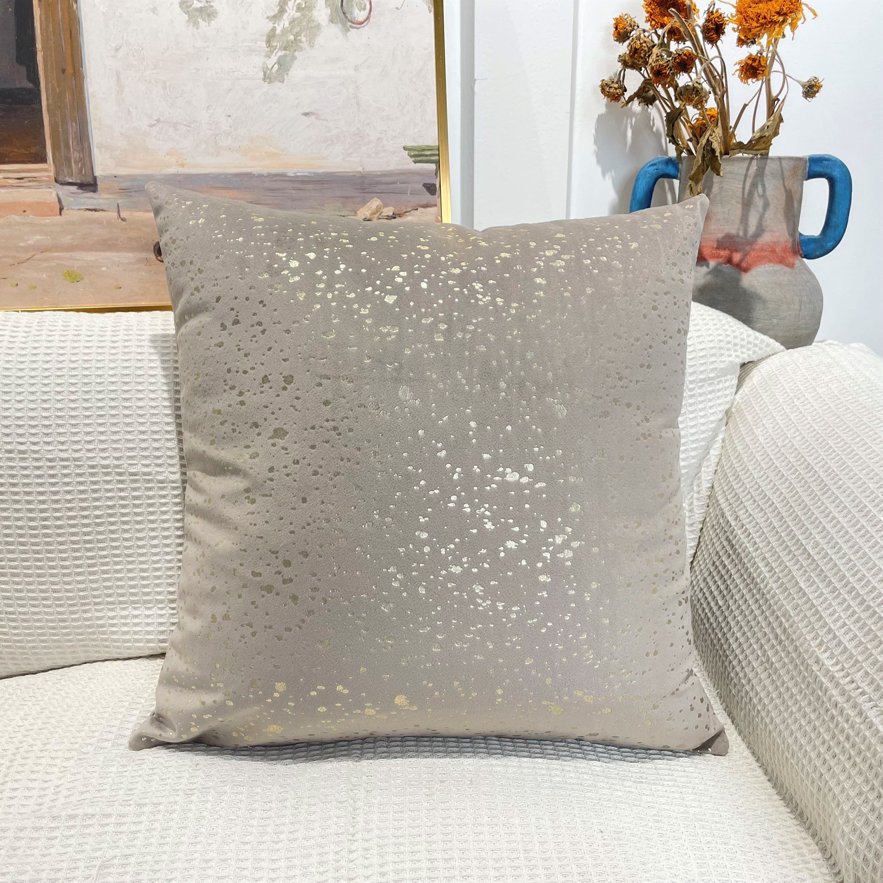 Gold Stamp Dots Velvet Cushion Covers 45 x 45 cm - Available in 8 Colours