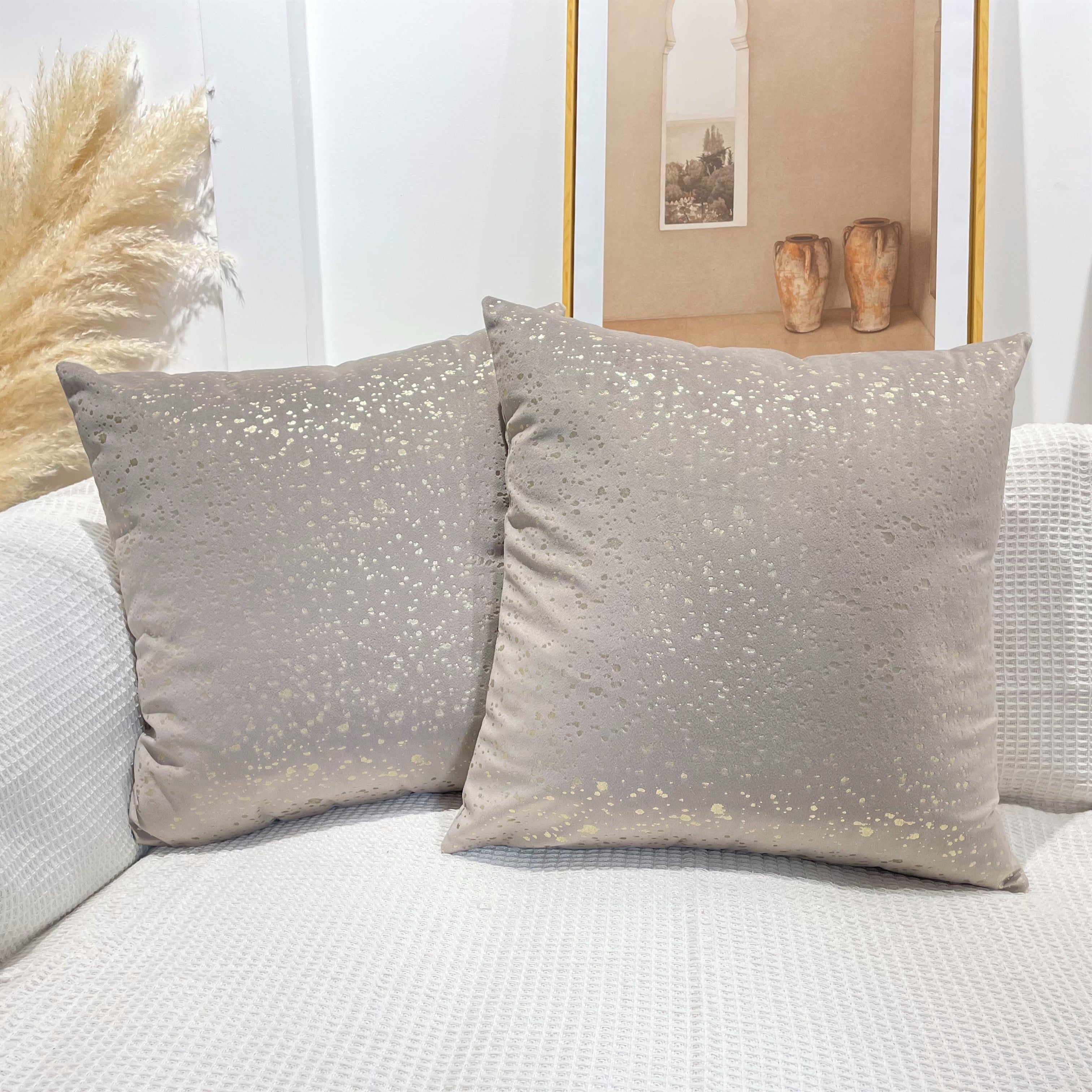 Gold Stamp Dots Velvet Cushion Covers 45 x 45 cm - Available in 8 Colours