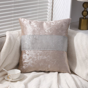 Diamante Sparkle/Bling Crushed Ice Velvet Square Champagne Colour Cushion Cover 45x45 CM (Set of 2 and 4 pcs)